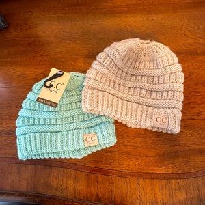 Ponytail beanies by C.C.
